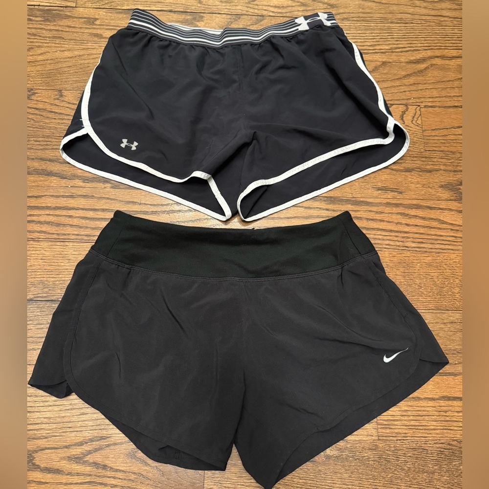 Nike Dri Fit + Under Armour Running Shorts Bundle Small Black